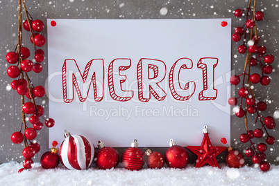 Label, Snowflakes, Christmas Balls, Merci Means Thank You