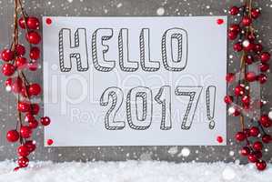 Label, Snowflakes, Christmas Decoration, Text Hello 2017