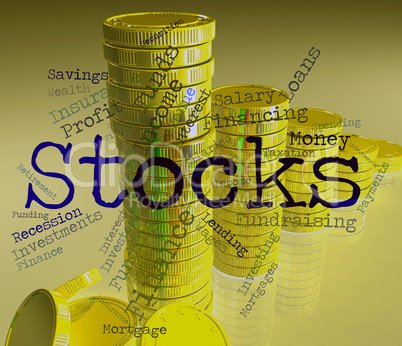 Stocks Word Indicates Return On Investment And Financial