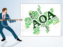 Aoa Currency Indicates Exchange Rate And Broker