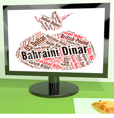 Bahraini Dinar Indicates Currency Exchange And Banknotes