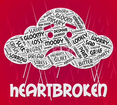 Heartbroken Word Indicates Grief Stricken And Disconsolate