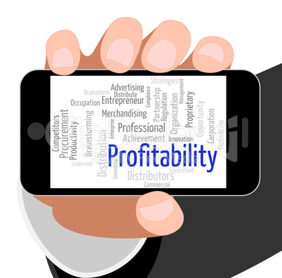 Profitability Word Shows Bottom Line And Financial