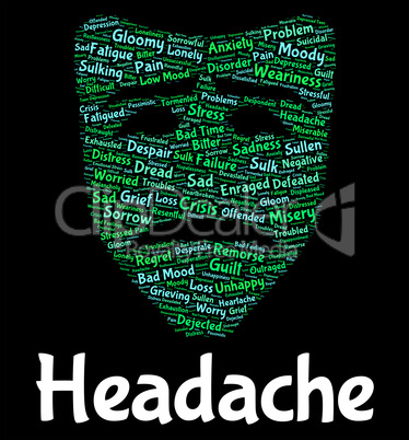 Headache Word Shows Text Headaches And Megrim