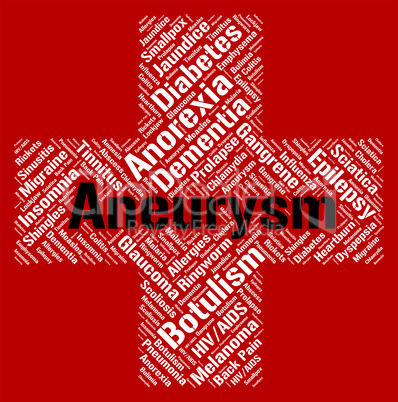 Aneurysm Word Indicates Artery Wall And Afflictions