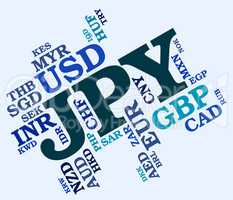 Jpy Currency Means Worldwide Trading And Coinage