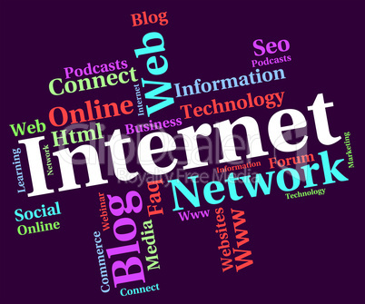 Internet Word Indicates World Wide Web And Searching