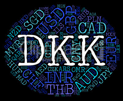 Dkk Currency Indicates Foreign Exchange And Denmark