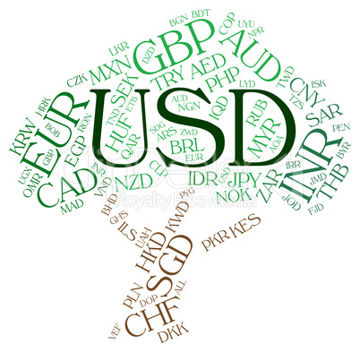 Usd Currency Represents United States Dollar And Banknote