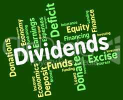 Dividends Word Shows Stock Market And Trading