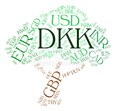 Dkk Currency Means Denmark Krone And Banknote