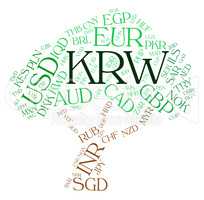 Krw Currency Indicates South Korea Won And Exchange