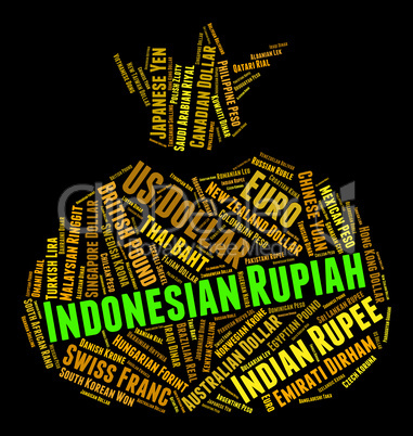 Indonesian Rupiah Shows Worldwide Trading And Currency