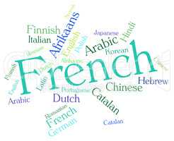 French Language Represents International Languages And Wordcloud