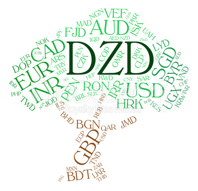 Dzd Currency Means Foreign Exchange And Algerian