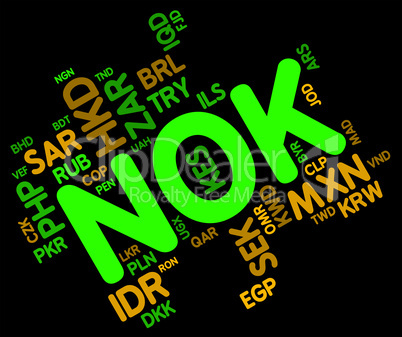 Nok Currency Indicates Norwegian Krone And Exchange