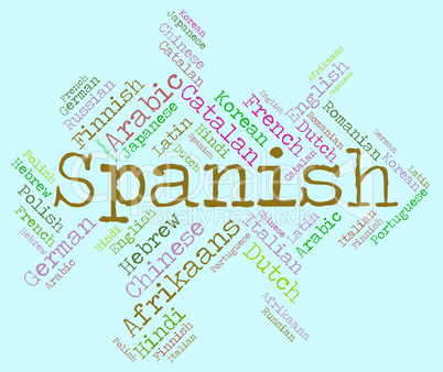 Spanish Language Indicates Vocabulary Lingo And Wordcloud