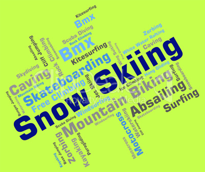 Snow Skiing Indicates Winter Sport And Skis