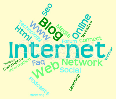 Internet Word Represents World Wide Web And Words