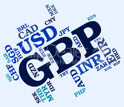 Gbp Currency Shows Great British Pound And Banknotes