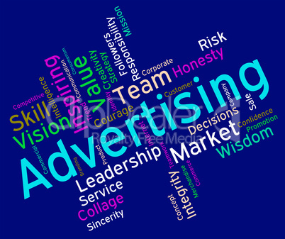 Wordcloud Advertising Shows Promotional Promote And Adverts
