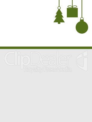 Schlichte Weihnachtskarte grau weiß grün