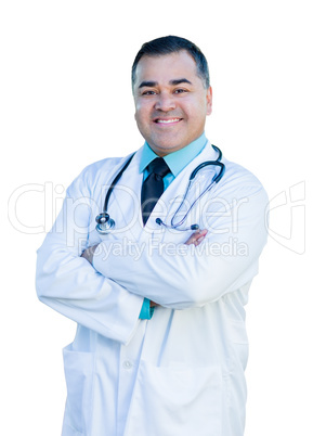 Attractive Hispanic Male Doctor or Nurse on White