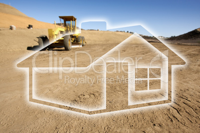Ghosted House Outline Above Construction Site and Tractor