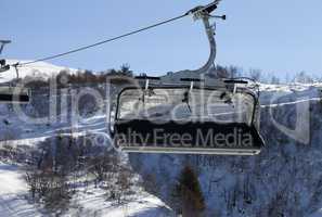 Close-up view on chair-lift in ski resort