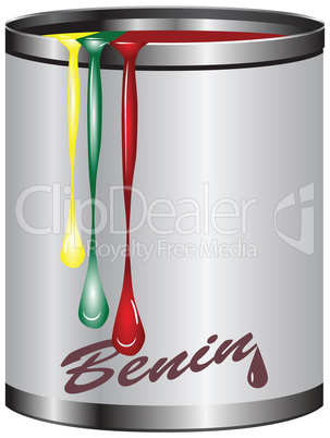 Metal tin with paint color flag of Benin