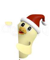 Christmas bird with blank sign, 3d render