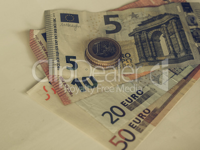 Vintage Euro coins and notes