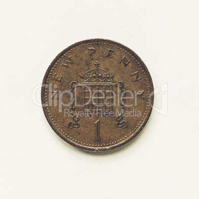 Vintage UK 1 penny coin