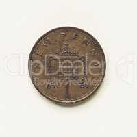 Vintage UK 1 penny coin