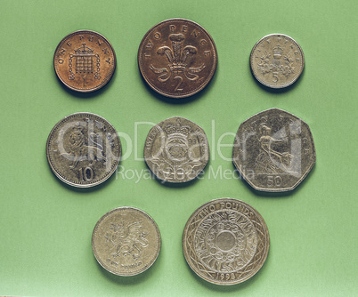 Vintage GBP Pound coins