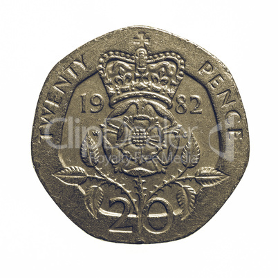 Vintage Twenty pence coin