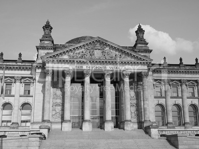 Reichstag parliament in Berlin in black and white