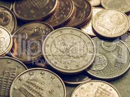 Vintage Euro coins background
