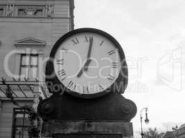 Ancient clock in Berlin in black and white
