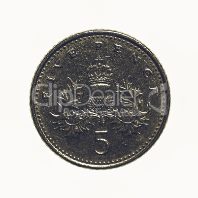 Vintage Five pence coin