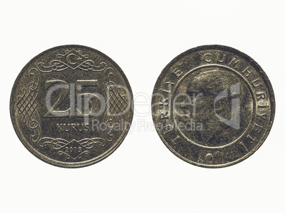 Vintage Turkish coin isolated