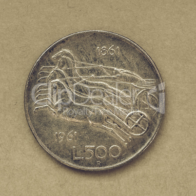 Vintage Italian 500 Lire coin