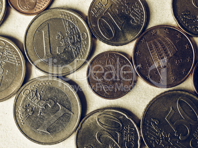 Vintage Euro coins flat lay