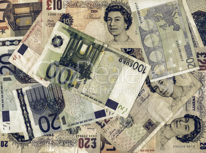 Vintage Euro and Pound Money Vintage Euro and Pound Money