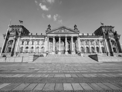 Reichstag parliament in Berlin in black and white