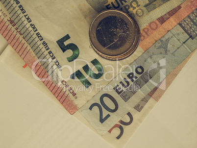 Vintage Euro coins and notes