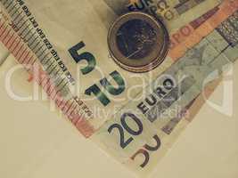 Vintage Euro coins and notes