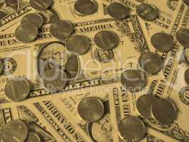 Dollar coins and notes - vintage