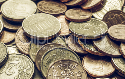 Vintage Euro coins background