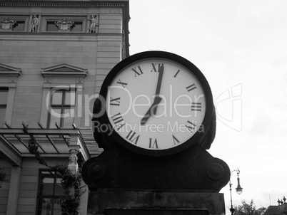 Ancient clock in Berlin in black and white